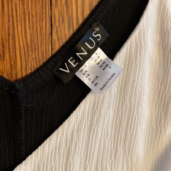 Venus Small Black/Cream/Bronze Spaghetti Strap Wrap Detail Dress - Picture 8 of 9